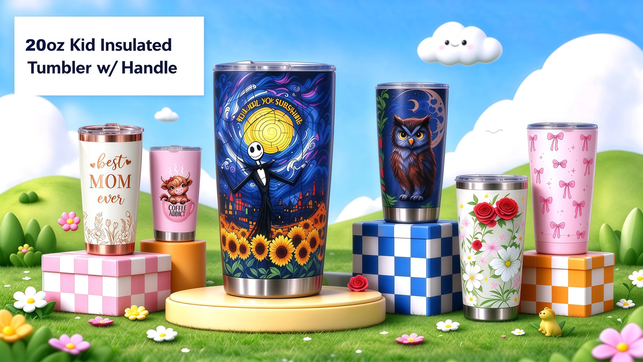 Colorful printed 20oz drinkware collection