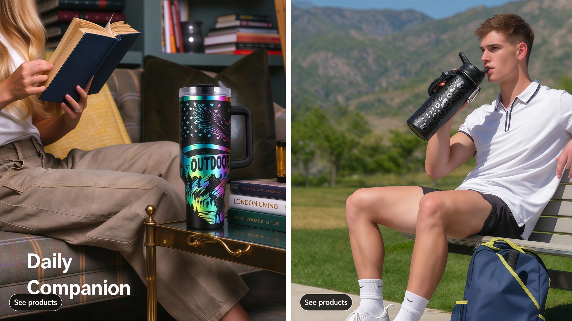40oz drinkware in everyday indoor and outdoor moments
