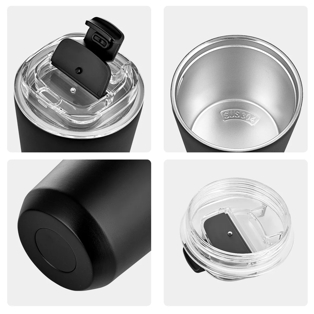 Flip Lid Insulated Coffee Mug — view 3