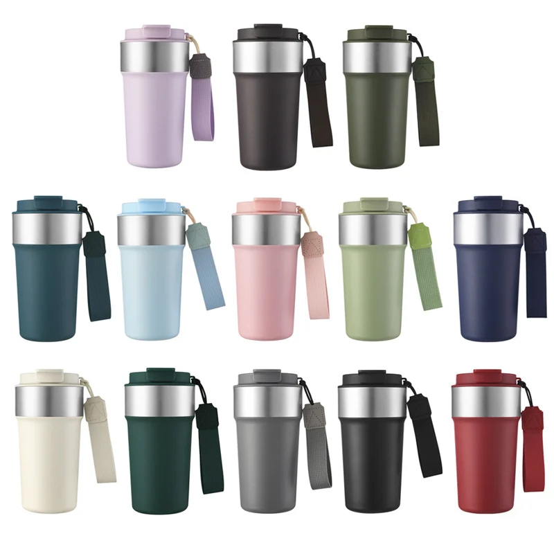 Coffee Cup with Straw & Carry Strap
