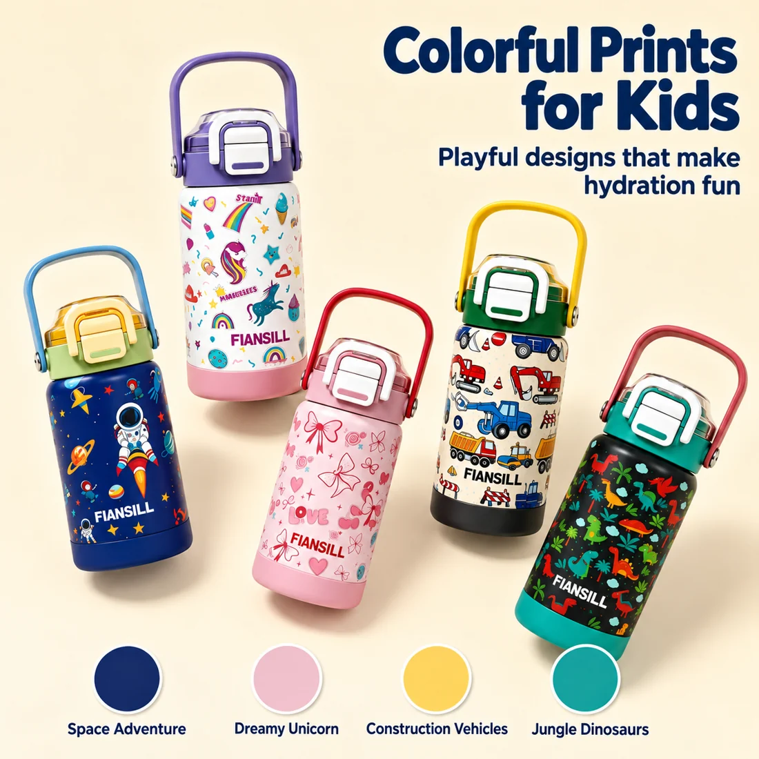 Printed Kids Bottle with Carry Handle