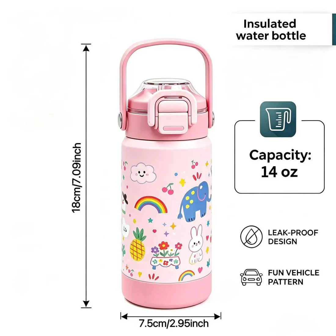 Printed Kids Bottle with Carry Handle — view 2