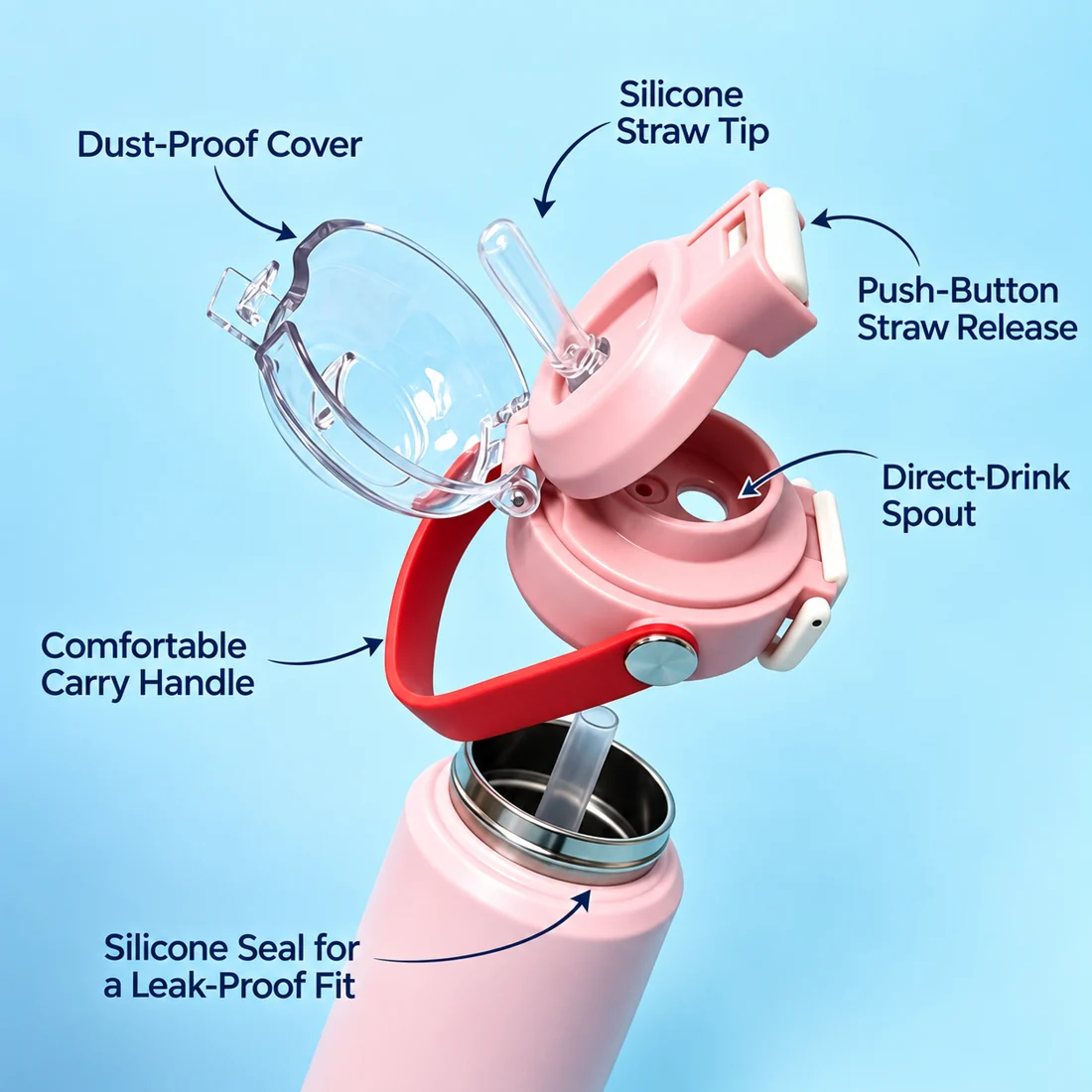 Printed Kids Bottle with Carry Handle — view 3