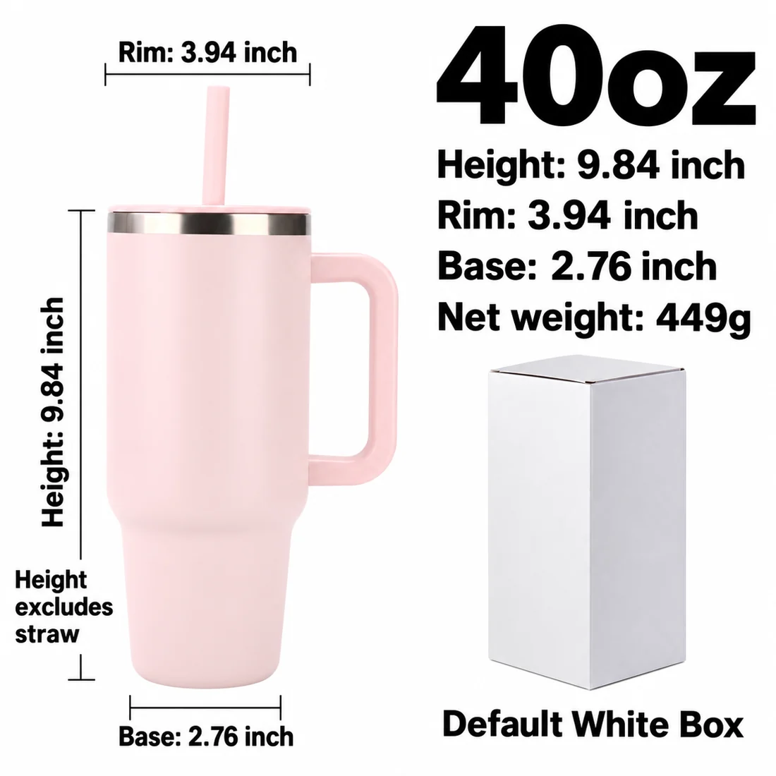 30/40oz Handle Straw Travel Tumbler — view 2
