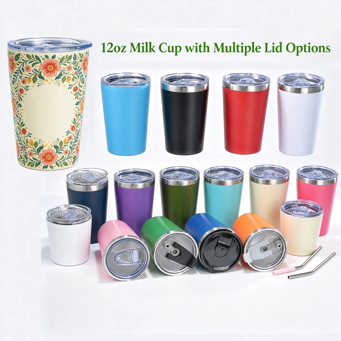 12oz Milk Tumbler with Lid